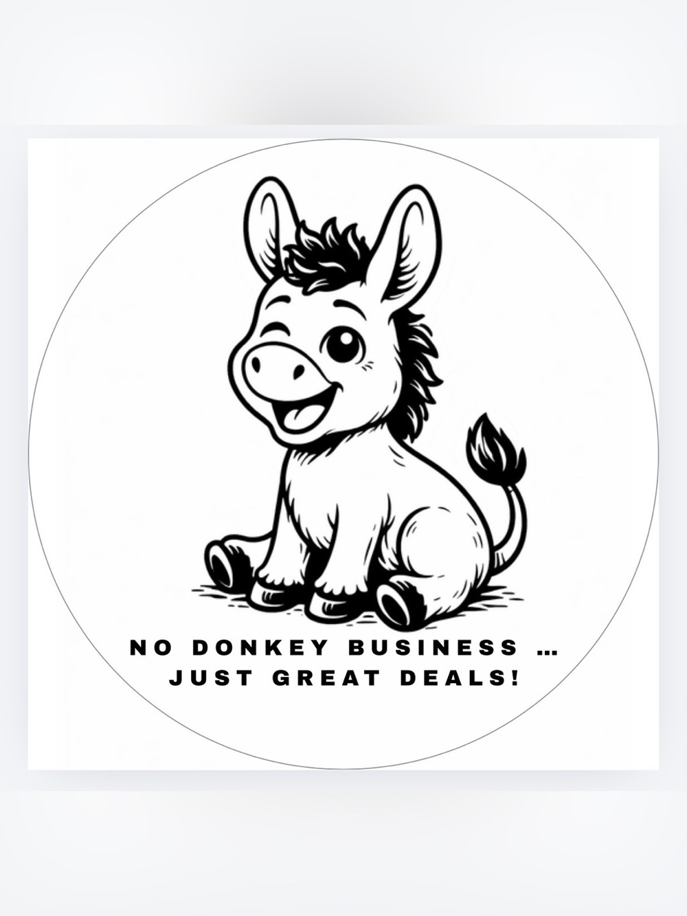 Handmade 50 count “No Donkey Business” stickers